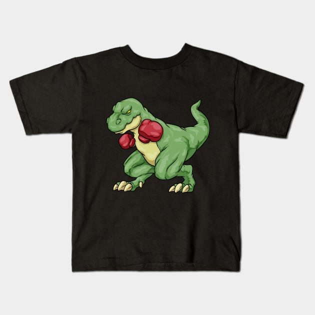 Funny dinosaur as a boxer Kids T-Shirt by Markus Schnabel